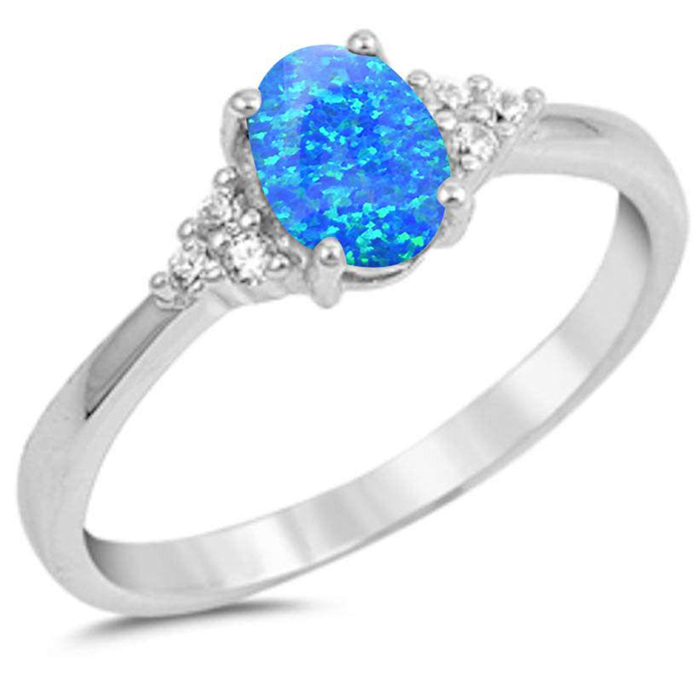 Ring for Woman Hamsa Jewelry Silver Rings for Woman 7 / Blue Opal