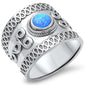 <span>CLOSEOUT!</span>Bali Design Blue Opal Band .925 Sterling Silver Ring Sizes 5