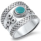 <span>CLOSEOUT!</span>Bali Design Turquoise Band .925 Sterling Silver Ring