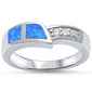 <span>CLOSEOUT!</span>New Design Blue Opal & Cubic Zirconia .925 Sterling Silver Ring Sizes 5-10