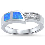 New Design Blue Opal & Cubic Zirconia .925 Sterling Silver Ring