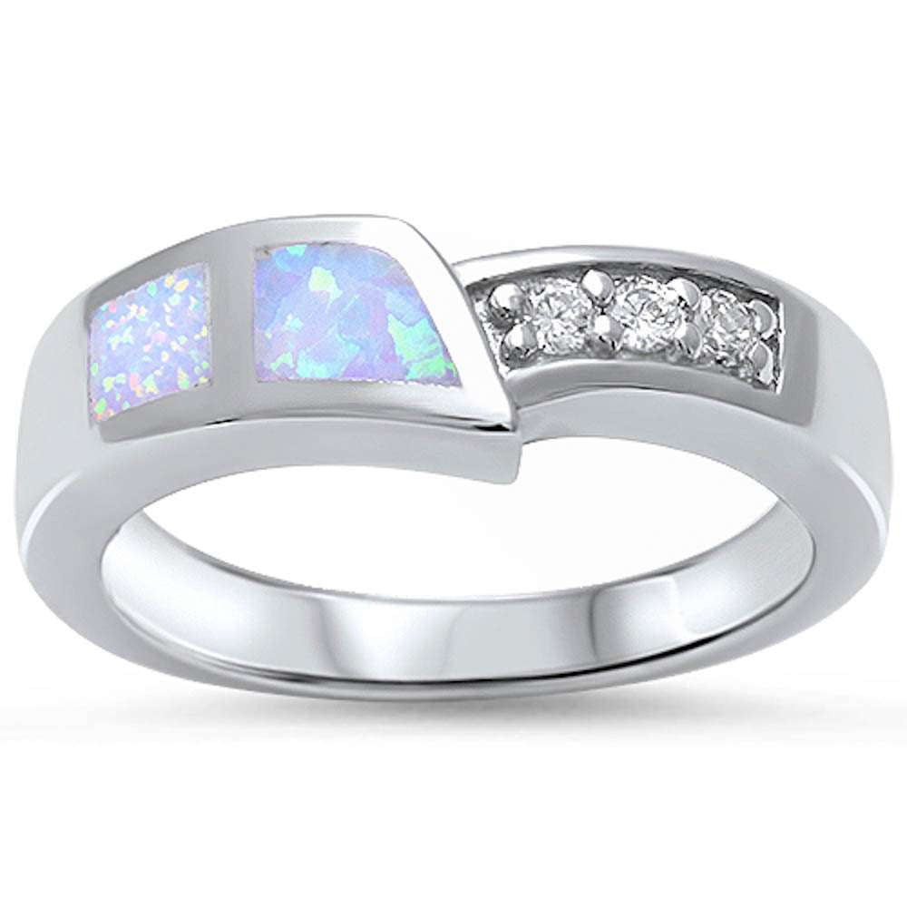 <span>CLOSEOUT!</span>New Design White Opal & Cubic Zirconia .925 Sterling Silver Ring