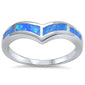 <span>CLOSEOUT!</span> Blue Opal V Shape Chevron Band .925 Sterling Silver Ring Sizes 5-10