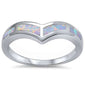 <span>CLOSEOUT!</span> White Opal V Shape Chevron Band .925 Sterling Silver Ring Sizes 5-10