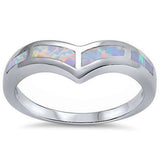 <span>CLOSEOUT!</span> White Opal V Shape Chevron Band .925 Sterling Silver Ring