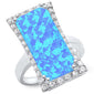 <span>CLOSEOUT!</span> Cocktail Style Blue Fire Opal & Cubic Zirconia .925 Sterling Silver Ring