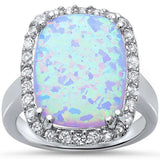 <span>CLOSEOUT!</span>Elegant White Fire Opal & Cubic Zirconia .925 Sterling Silver Ring