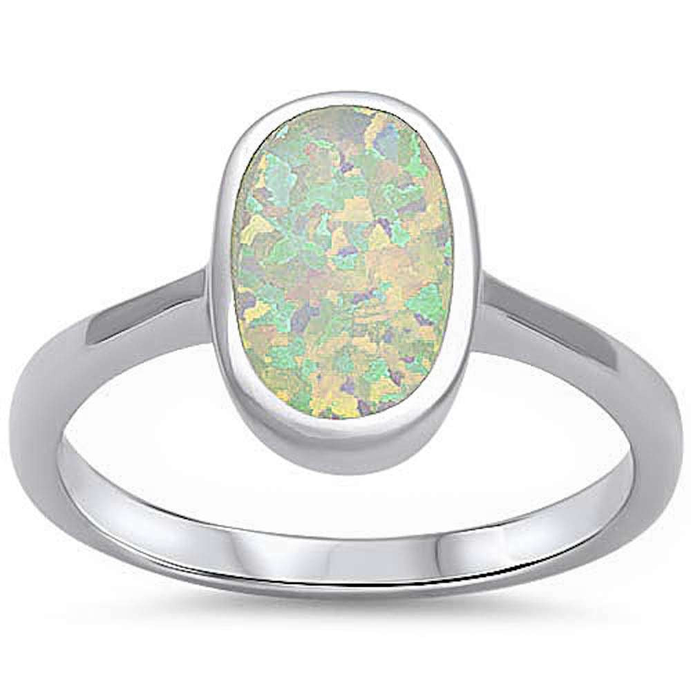 <span>CLOSEOUT!</span>White Opal Fashion` .925 Sterling Silver Ring Sizes 5-10