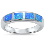  Blue Opal Band .925 Sterling Silver Ring