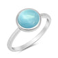 Natural Round Larimar  .925 Sterling Silver Ring Sizes 5-10