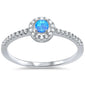 Blue Opal & Cubic Zirconia .925 Sterling Silver Ring Sizes 5-10