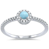 Larimar & Cubic Zirconia .925 Sterling Silver Ring Sizes 5-10