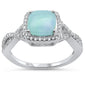 Natural Larimar Cushion Shape Twisted Band .925 Sterling Silver Ring Sizes 5-10