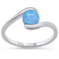 Round Blue Opal .925 Sterling Silver Ring Sizes 5-10