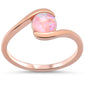 Rose Gold Plated Round Pink Opal .925 Sterling Silver Ring Sizes 5-10