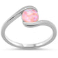 Round Pink Opal .925 Sterling Silver Ring Sizes 5-10