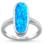 Blue Opal Oval .925 Sterling Silver Ring Sizes 6-8