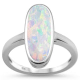 White Opal Oval .925 Sterling Silver Ring Sizes 5-10