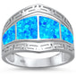 <span>CLOSEOUT! </span>Blue Opal Greek Key Design .925 Sterling Silver Ring