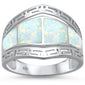 <span>CLOSEOUT! </span>White Opal Greek Key Design .925 Sterling Silver Ring
