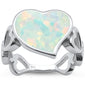 <span>CLOSEOUT!</span> White Opal Heart Shape Band .925 Sterling Silver Ring Sizes 5-10