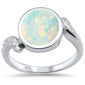 <span>CLOSEOUT! </span>White Opal Round & Cubic Zirconia .925 Sterling Silver Ring