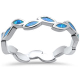 Blue Opal Leaf Design .925 Sterling Silver Ring