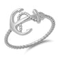 Plain Anchor Rope .925 Sterling Silver Ring Sizes 4-10