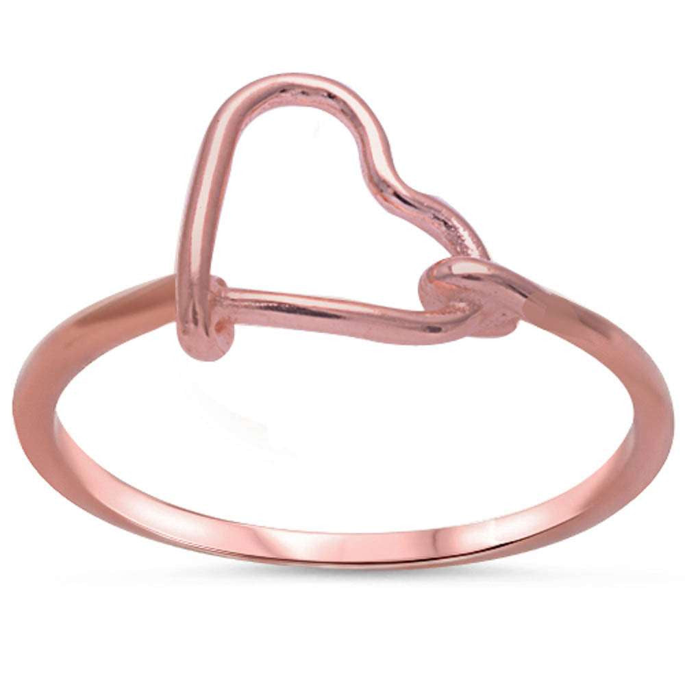 Rose Gold Plated Plain Heart .925 Sterling Silver Ring Sizes 2-10