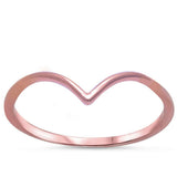 Rose Gold Plated V-Shape Chevron  .925 Sterling Silver Ring Sizes 2-10