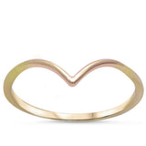 Yellow Gold Plated V-Shape  Chevron .925 Sterling Silver Ring Sizes 2-10