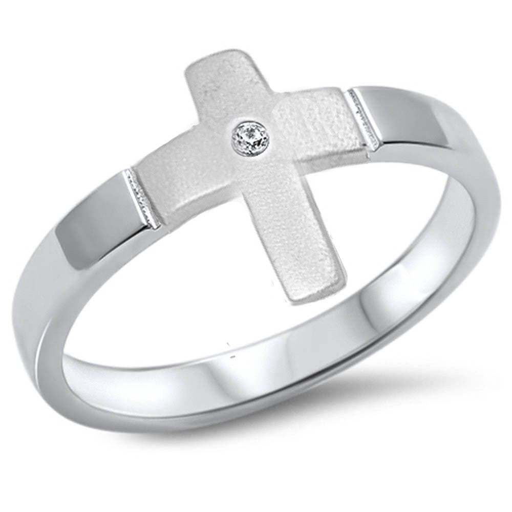 <span>CLOSEOUT!</span>.925 Sterling Silver Sideway Cross Ring Sizes 3-9