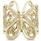 <span>CLOSEOUT! </span> Yellow Gold Plated  Filigree Butterfly .925 Sterling Silver Ring Sizes 5-10