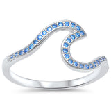 <span>CLOSEOUT!</span> Wave Ocean Beach Aquamarine .925 Sterling Silver Ring