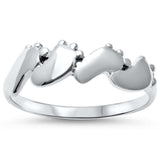  Toes Feet Walking Feet .925 Sterling Silver Ring