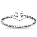 Sailor Anchor Braided Solid .925 Sterling Silver Ring Size 4