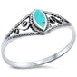 Green Turquoise w/ fancy Design .925 Sterling Silver Ring Sizes 5-9