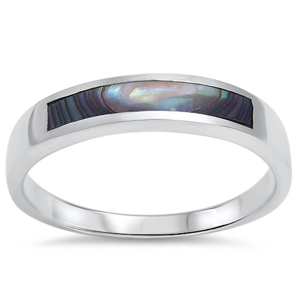 Abalone Shell Band .925 Sterling Silver Ring Sizes 6-9