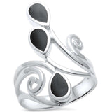 Black Onyx Wrap Around Spiral .925 Sterling Silver Ring Sizes 5-11