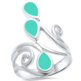 Anillo de plata de ley .925 en espiral turquesa, tallas 5-13
