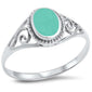 <span>CLOSEOUT!</span>Oval Green Turquoise Filigree .925 Sterling Silver Ring