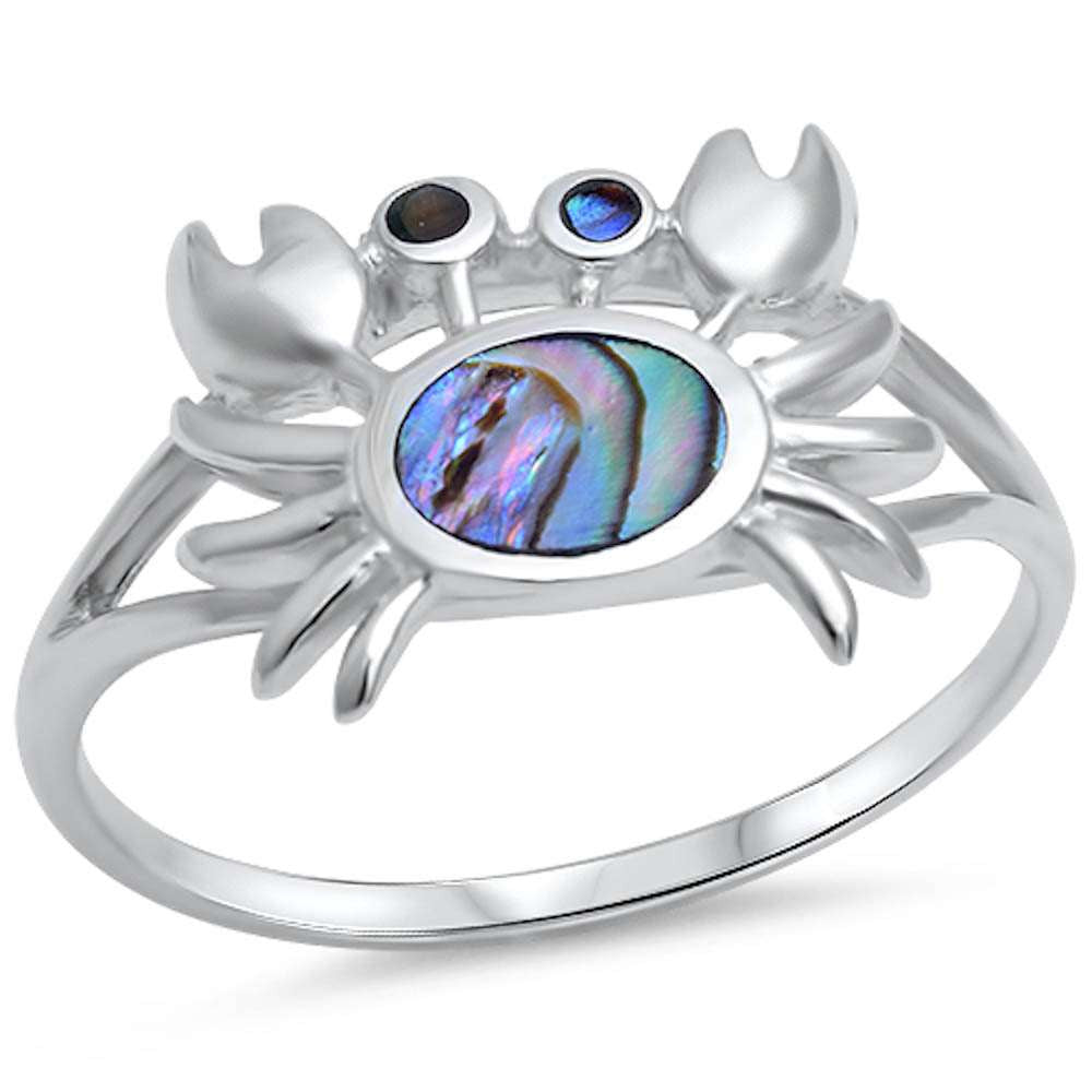 Large Crab and Seashell Adjustable Wire Wrap Ring in Silver | DOTOLY