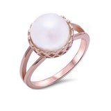 <span>¡LIQUIDACIÓN!</span> Anillo de plata esterlina .925 con perla de agua dulce bañada en oro rosa, tallas 5-7, 9-11