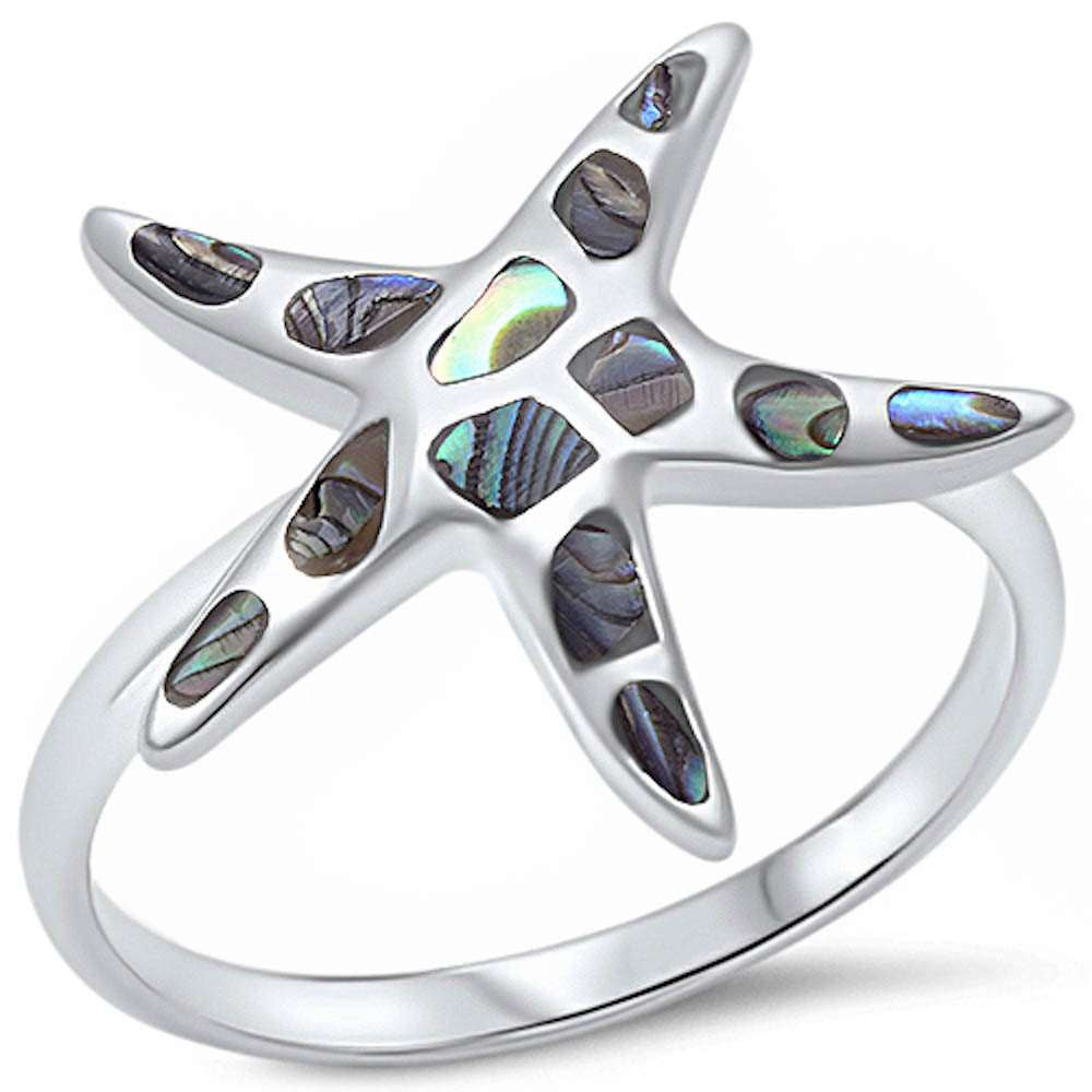 <span>CLOSEOUT!</span> Abalone Shell Starfish  .925 Sterling Silver Ring
