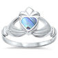Wholesale Silver- Abalone Heart Irish Claddagh .925 Sterling Silver Ring Sizes 5-9