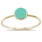 Yellow Gold Plated Round Turquoise .925 Sterling Silver Ring Sizes 5-10