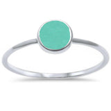 Anillo de plata de ley .925 con turquesa redonda, tallas 4-11