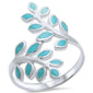Turquoise Friendship Olive Branch Tree Leaf .925 Sterling Silver Ring Sizes 5-10