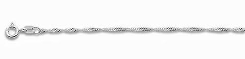 025-1.6MM Rhodium Plated Singapore Chain .925  Solid Sterling Silver Available in 16"- 20" inches
