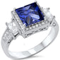 <span>CLOSEOUT!</span> 5.50ct Princess Cut Tanzanite & Cz .925 Sterling Silver Ring Sizes 5